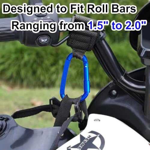 Image of UTV Roll Cage Hooks for Hanging Helmets, Headsets, Goggles, 1.5 inch to 2 inch SXS Roll Bar Mount Hook Hanger Compatible with Polaris, RZR, Can Am(2PCS,Blue)