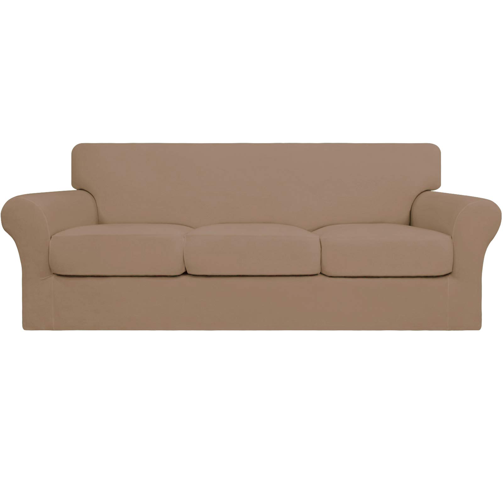 Easy-Going 4 Pieces Stretch Sofa Cover for 3 Cushion Couch Washable