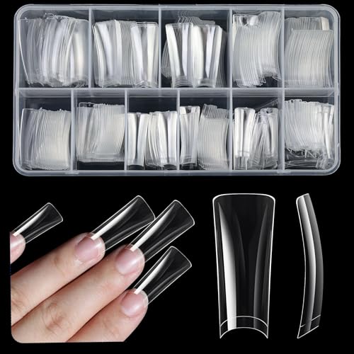 ASONRL 504Pcs Clear Duck Nail Tips Half Cover XXL Long Duck Nails Tips Press On - 12 Sizes Acrylic Gel DIY Nail Extensions for Salon-Worthy Duck Shaped Manicures & Nail Art with Box
