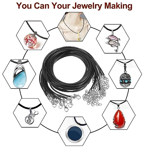 60 PCS Black Necklace Cord, Waxed Necklace Cord String with Lobster Clasp - Image 4