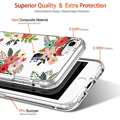 Giika IPHONE 8 CASE IPHONE 7 CASE For Iphone Se Case, Iphone 8 Case, Iphone 7 Case With Screen Protector, Clear Protective Case Floral Girls Women Hard Pc Case thumb #3