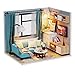 Ogrmar 1:24 Scale Dollhouse Miniature with Furniture, DIY Dollhouse Kit Plus Dust Proof & LED Light, Creative Room Toys for Children Gift (Corner of Living Room)