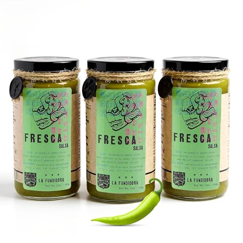 La Fundidora Fresca Salsa, Tomatillos & Serrano Chiles, Authentic Traditional Mexican Recipe, Smooth...
