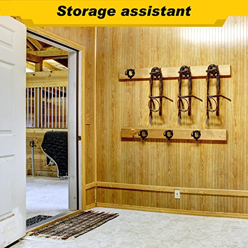 6 Counts Horse Bridle Rack Bridle Bracket Bridle Hooks Horse Tack Storage Halter Hanger Metal Bridle Holder with Tubes and Screw for Barn Supplies, Black