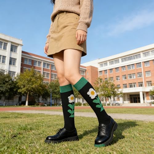 Image of Benefeet Womens Knee High Striped Checkered High Knee Socks Cotton Long Sports Tube Socks