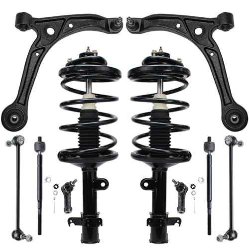 Detroit Axle - 10pc Front End Suspension Kit for 1999 2000 2001 Honda Odyssey, 2 Ready Struts, 2 Lower Control Arms, 4 Inner & Outer Tie Rods, 2 Sway Bar Links Replacement Ready Strut Shock Assembly