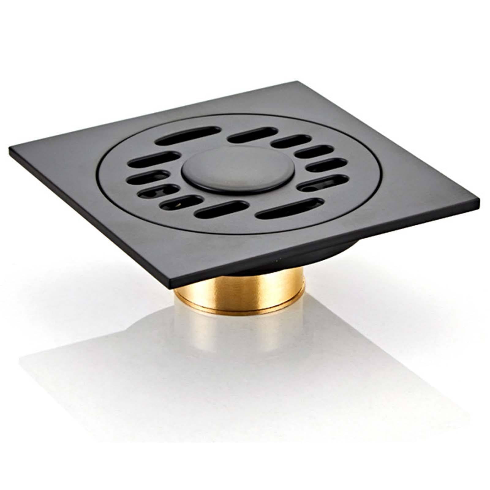Bonde Douche Laiton Siphon Douche Noir Bonde de Douche 10 cm * 10 cm Bonde Douche Extra Plate Simple Siphon de Sol Peut Être Connecté Au Tuyau de Sortie d'eau de La Machine à Laver