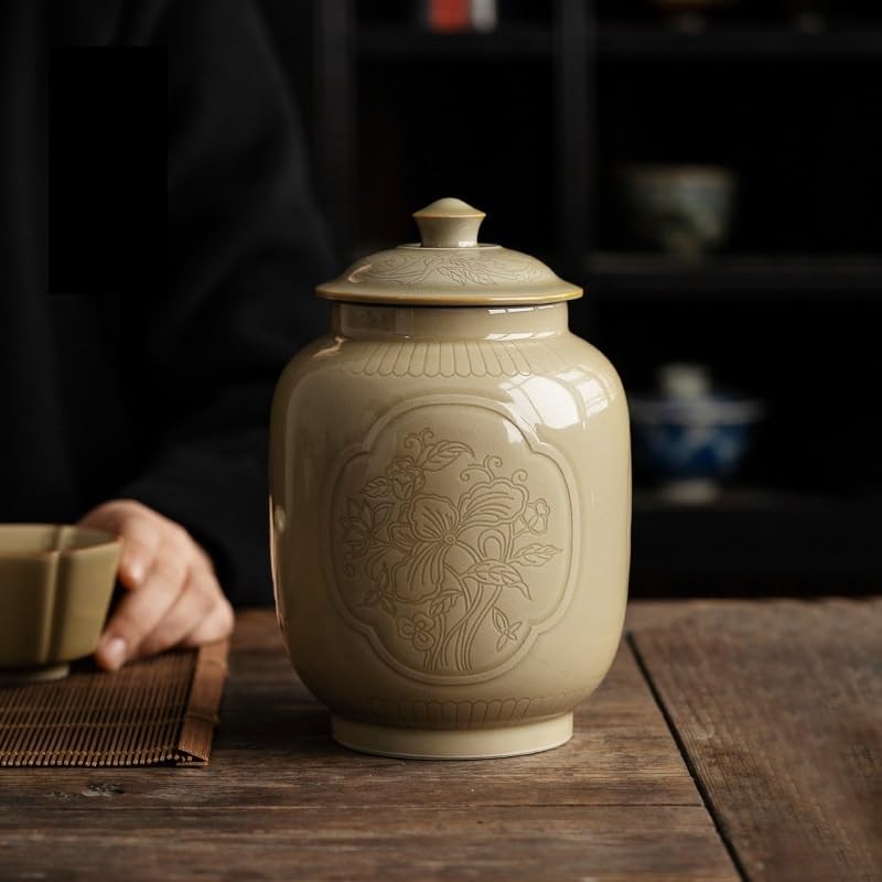 LYGSWDB Zestaw do herbaty Pojemnik ceramiczny do przechowywania słoika Ręcznie robiona ceramiczna puszka do herbaty Domowa kuchnia Herbata w zamkniętej puszce Słoik do przechowywania herbaty