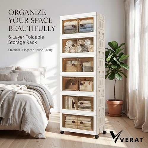 Image of VERAT Double Door Plastic Wardrobe for Storage /Kitchen Cupboard /Versatile and Sturdy Almirah for Clothes /Storage Organizer /Closet for Bedroom /Living Room /Laundry Room /Study (White, 6 Pack)