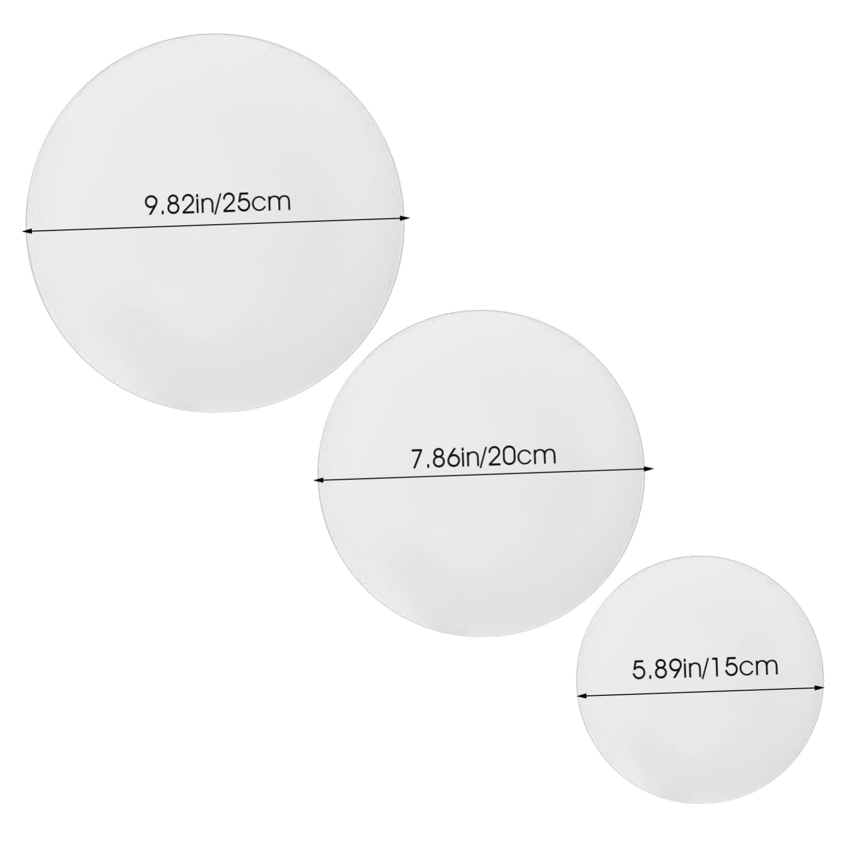 AUTSUPPL 3pcs Round Acrylic Cake Discs Transparent Display Boards for Tiered Cakes for DIY Crafts and Presentations