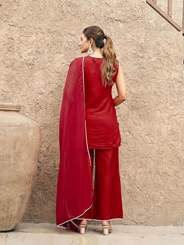 Ensemble kurta rouge taille 38 en coton confortable pour les fêtes