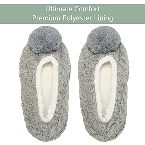Elanze Designs Ballerina Knit Pom Womens Plush Lined Cozy Non Slip Indoor Soft Slipper2