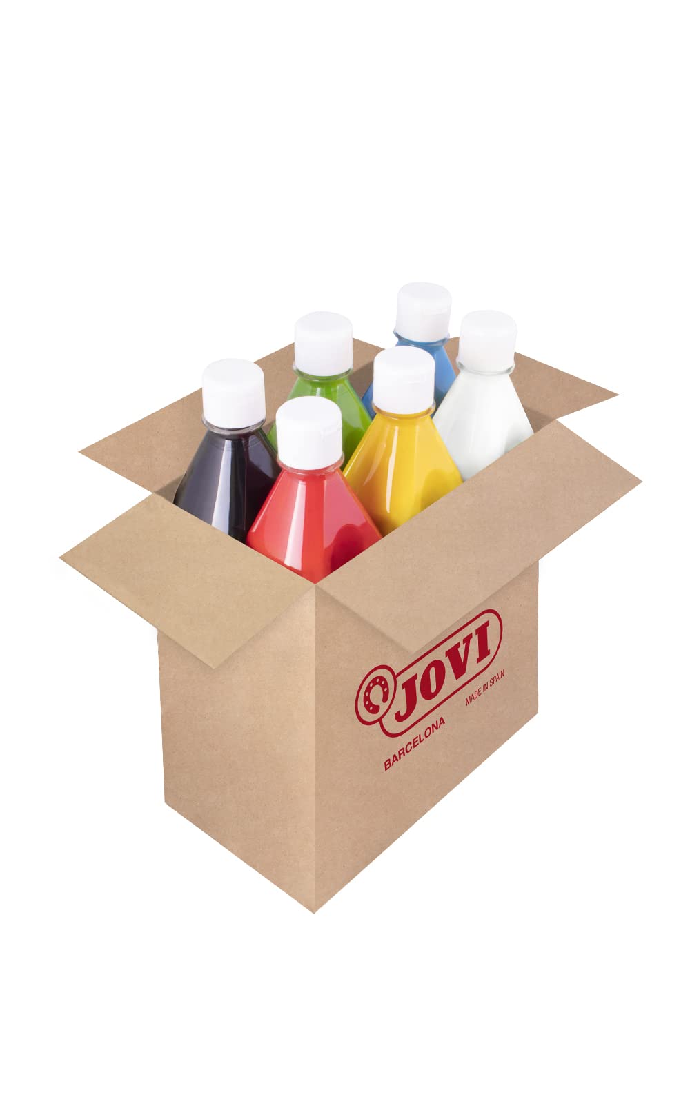 Jovi - Témpera líquida 6 botes de 500ml, colores primarios, formato escolar | fácil de lavar - sin gluten