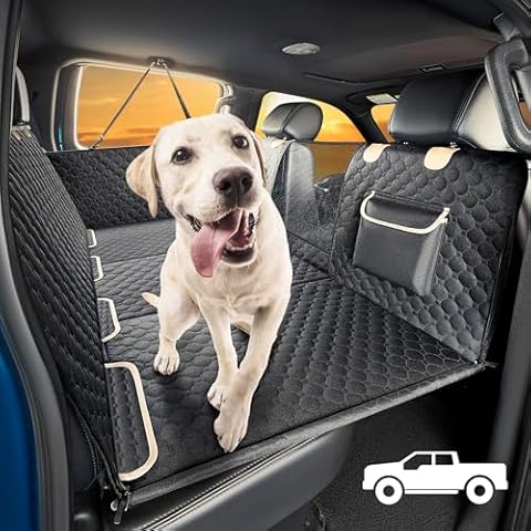 XL Truck Back Seat Extender for Dogs, Hard Bottom Dog Car Seat Cover for Back Seat, Heavy Duty Dog Hammock for Aggressive Chewers, Waterproof Pet Seat Covers for Trucks, F150, Ram1500, Large SUV Cover