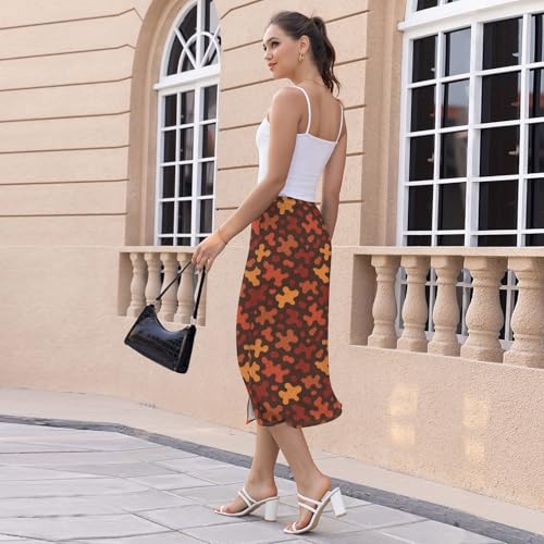 Women Flowy Elastic Midi Slip Skirt Beach Split Beach Skirt4