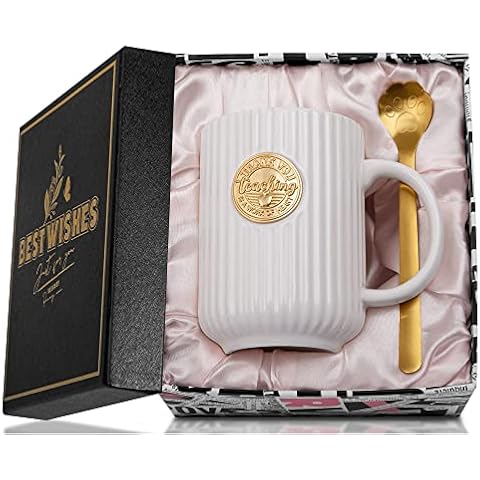 Lehrer Geschenk für Lehrerinnen, Lehrerin Geschenk von Schüler und Eltern, Runde 3D-Medaille Vertikale Streifen Keramik Lehrer Tasse Kaffeetasse mit Untersetzer Holz Cover