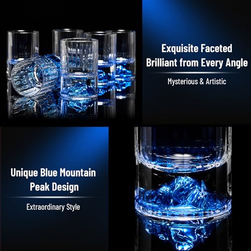 Image of DUJUST Blue Mountain Shot Glasses (1.5oz), Crystal Shot Glass Set Decorated with Blue Mountain, BPA-Free & Lead-Free, Perfect for Decor & Collection, Gift Choices - 2 pcs