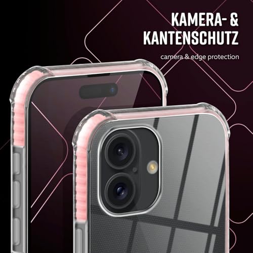 Coque silicone iPhone 16 ONEFLOW évite rayures écran et objectifs avec protection 3D rose