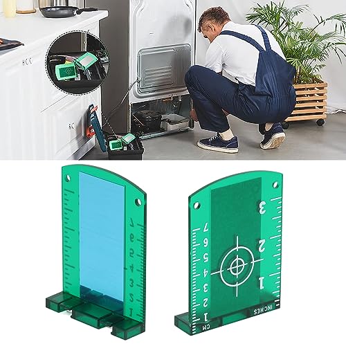 Laser Target Plate,2Pcs ABS Magnetic Floor Laser Target Card Plate,Green Beam Laser Level Enhancing Visibility with Base for Replacement - Image 2