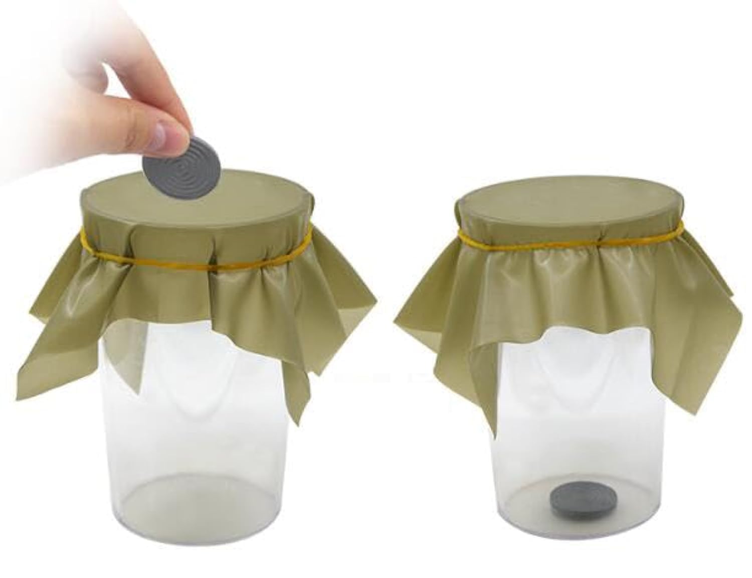 MOMOMAGE 5 Pcs Coin Through A Sheet of Rubber Coin into Cup Comedy Magic Tricks Close up Magic Gimmick Props for Magicans