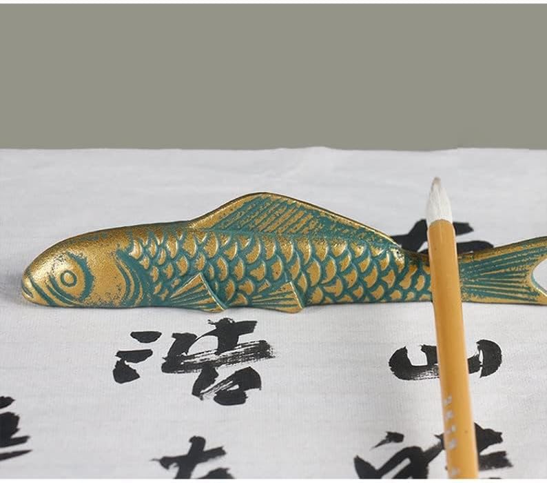 Miniatura 5 de 1 pieza de peso de papel de estilo japonés para pintar caligrafía hierro fundido pescado pisapapeles suministros de pintura china