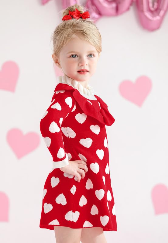 BesserBay Toddler Girls Warm Ruffle Trim Ribbed Knit Sweater Dress for 6M-6Y2