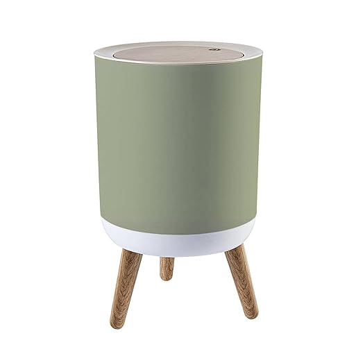 Cubo de basura pequeño con tapa para baño, cocina, oficina, pañal, liso, hermoso, verde salvia, color sólido, un tono, color gris, verde, para