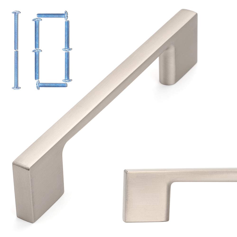 KOOFIZO 10 Pack 3-3/4 Inch Brushed Nickel Kitchen Cabinet Pulls Stain Nickel Cabinet Handles Silver Cabinet Hardware for Kitchen Cabinets Drawer P01 Dresser Cupboard Bedroom Bathroom