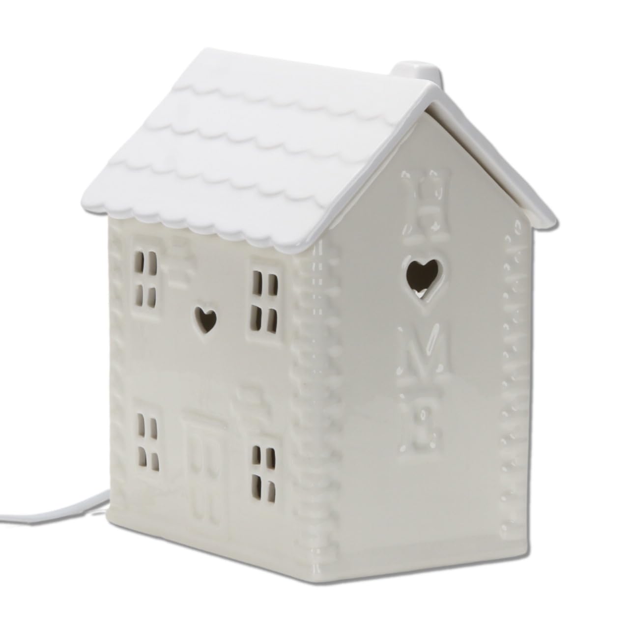 Muriel Bargains Cream Ceramic House Table Lamp – Decorative Ambient Light For Bedroom, Hallway Or Living Room – Soft Glow Night Light – Stylish Home Décor Accent – (Cream)