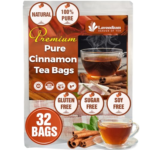 Image of Lavendium, 32 Pure Cinnamon Tea Bags, Made of 100% Natural Sticks, Herbal Tea, No Additives, Caffeine, Gluten, Vegan