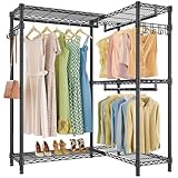 LONEASY Organizador de Metal para Ropa Armario, Perchero para ropa en forma de L para esquinas,...