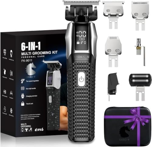 6-in-1 Professional Beard Trimmer for Men-Exposed Skeleton Design...