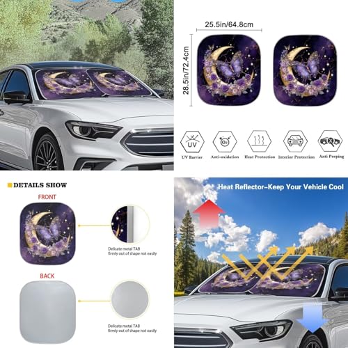 Image of Purple Butterfly Sun Shade for Car Windshield Foldable Side WindowSun Shade for Sun Auto Vehicle Shield Reflector Blocking Screen Cover Fit Car Front Window 6 PCS