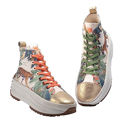 JATAREA Women's Fashion Sneakers – Genuine Leather Casual Shoes, Comfortable Cushioned Insole, TPR Rubber - Ethylene Vinyl Sole, Stylish Lifestyle, Lightweight & Durable Travel Sneakers