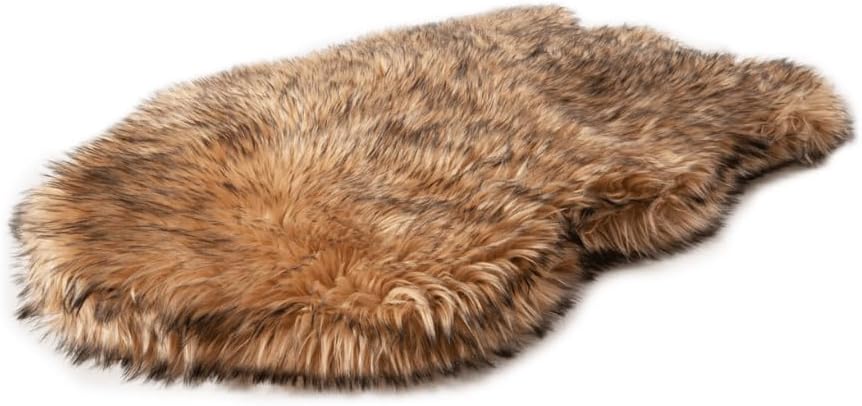 PupRug Faux Fur Orthopedic Dog Bed - Curve Sable Tan - Small/Medium (40"" L x 25"" W)