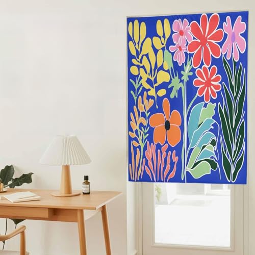 のれん 遮光 おしゃれ 暖簾カーテン 幅85x丈120cm 間仕切り 仕切り 目隠し 防寒 防音 厚手 和風 花柄 植物 葉っぱ シンプル 静物 玄関 キッチ リビング 出入り口 グッズ 寝室 春夏秋冬