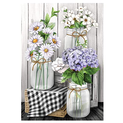NAIMOER Flowers Diamond Painting Kit Flowers Diamond Art Kits for Adults DIY 5D Full Drill Diamond Painting Kits Flowers Diamond Painting Daisy Gem Painting Home Wall Decor (11.8X15.7inch)