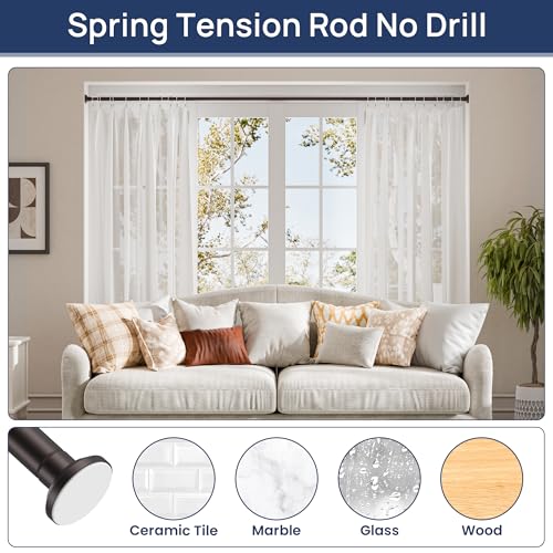 Image of ENJOYBASICS 1 inch Bronze Shower Curtain Rod, 30-88 inch Adjustable, Secure Tension | Easy No-Drill Installation, No Tools, No Gaps, Sturdy Rust-Resistant Steel, Sag-Resistant Design, Tubs, RVs, Apartments