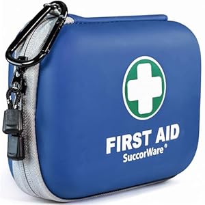 150 Pieces Mini First Aid Kit – Small Medical Kit with Hard Shell – Emergency First Aid Kit for Car, Travel, Home, Outdoor, Office, Camping, Hiking (Blue)