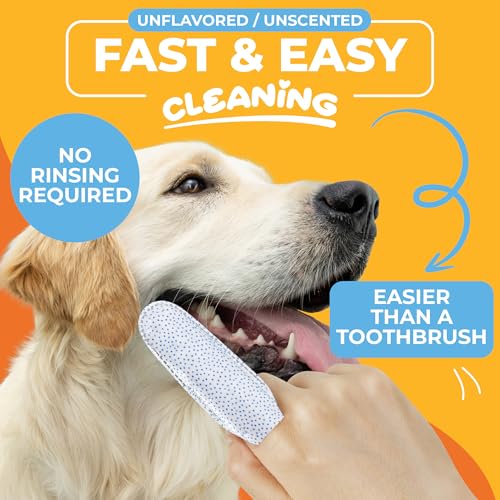 Dog & Cat Teeth Cleaning Wipes - Dental Finger Wipes for Cats & Dogs - Pet Toothbrush & Tooth Brushing Kit - Effective Teeth Cleaner (Unscented) - Image 3