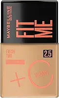 Maybelline NY Fit Me Fresh Tint Base Líquida, Proporciona Efeito Glow Natural, Controla a Oleosidade e Uniformiza a Pele com Vitamina C e FPS 50, Cor 2.5, 30ml
