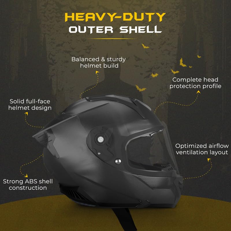 Image of Rydr SBX Dual Black Full Face Motorbike Helmet for Riders | Lightweight Safety Helmet for Men and Women with Strong Outer Shell, Soft Padding and Ventilation for Daily Riding