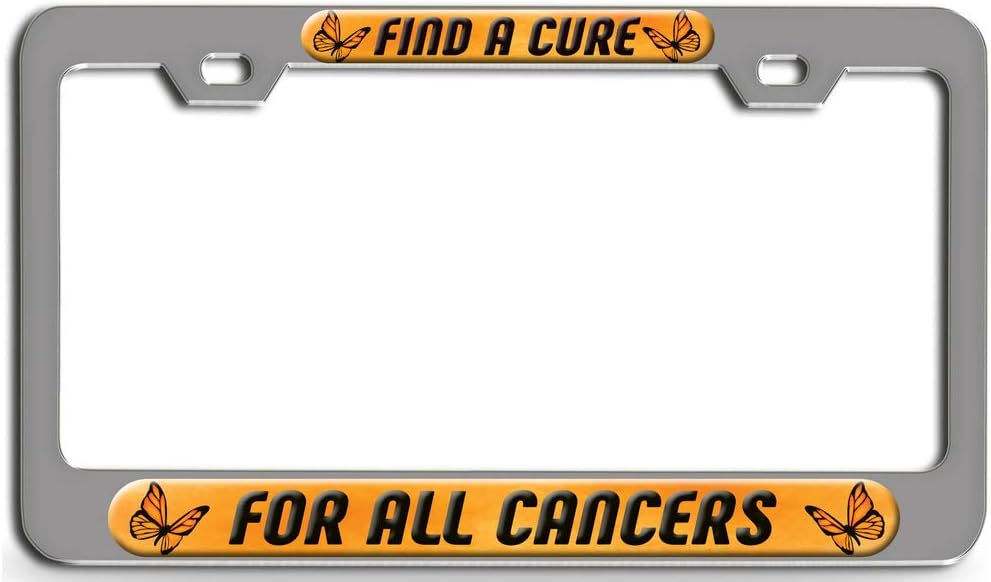 Makoroni - FIND A Cure for All Cancers Ch Steel License Plate Frame Raised Epoxy Style Tag Holder