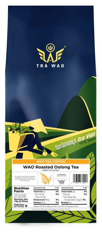 WAO Roasted Oolong Tea, Loose Leaf Oolong Tea, strong tea flavor, signature full-bodied smoky aroma, ideal for oolong boba tea, 1.0kg (2.2 lb) bag