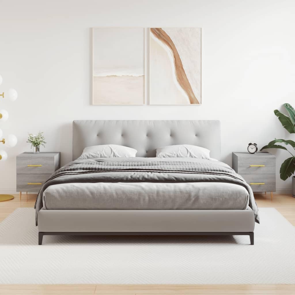 Mesitas de noche gris Sonoma para renovar el dormitorio moderno pack de 2 piezas