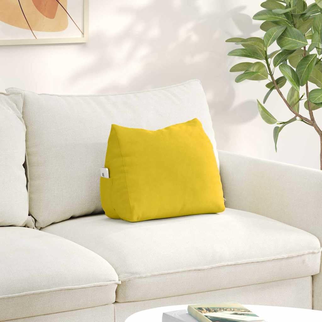 Cuscino per schienale 45 x 20 x 35 cm, in tessuto a coste, comodo cuscino lombare per divano, poltrona e ufficio, giallo, con rivestimento sfoderabile e cerniera