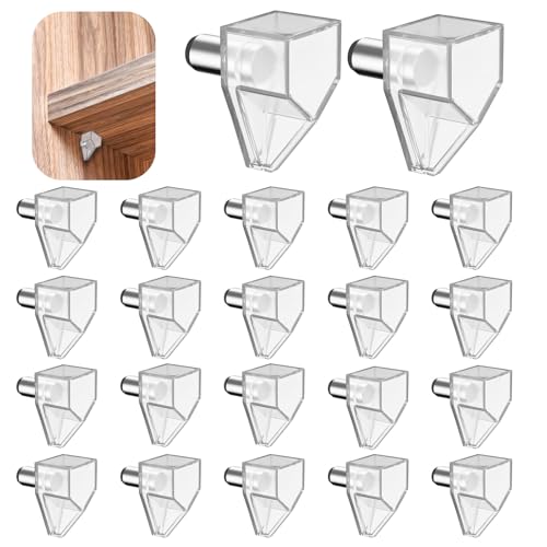 22 supporti trasparenti in plastica, supporto per scaffali da 5 mm, supporto per ripiani con perno in acciaio, supporto per scaffali, per mobili da cucina, libreria, armadietti