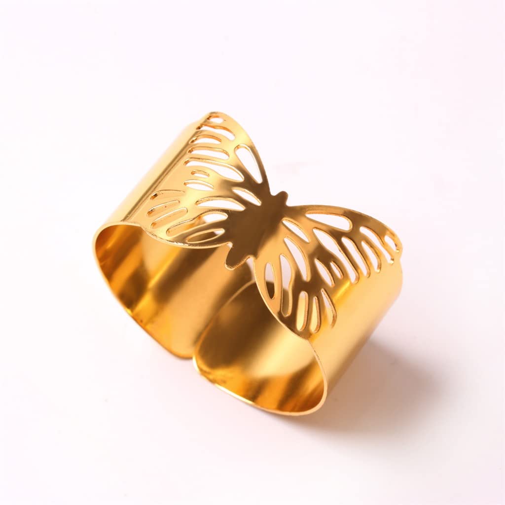 12 Stück Schmetterlingsblatt Serviettenring Mode Schmetterling Serviettenring Blatt Tier Serviettenschnalle (Gold Einheitsgröße)
