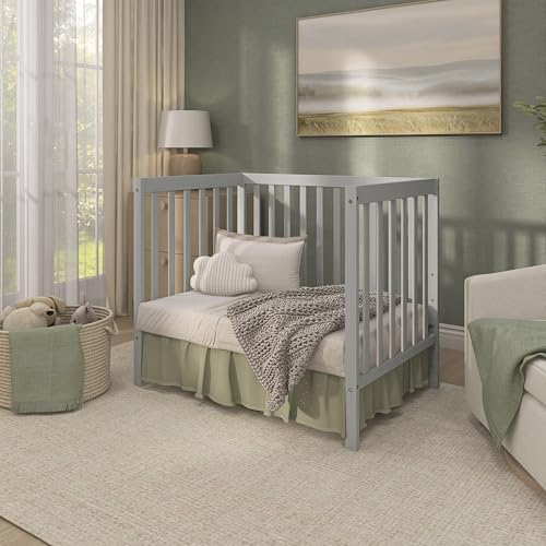 Dream On Me Edgewood 4-in-1 Convertible Mini Baby Crib in Cool Grey, GreenGuard Gold & JPMA, Non-Toxic, Compact 40×25×33″ Design, Converts to Mini Daybed & Twin Bed, 1″ Mattress Pad - image 8