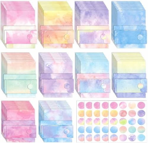 EggSun 250Pcs Watercolor Stationery Paper and Envelope Set with 100 Letterhead Papers and 50 Envelopes, 10 Design for Letter Writing Invitations Computer Holidays Party Notes, 8.5x11 Inch-Aesthetic